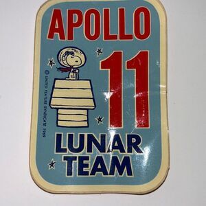 Snoopy Apollo 11 lunar team NASA sticker/decal 1969 original vitachrome
